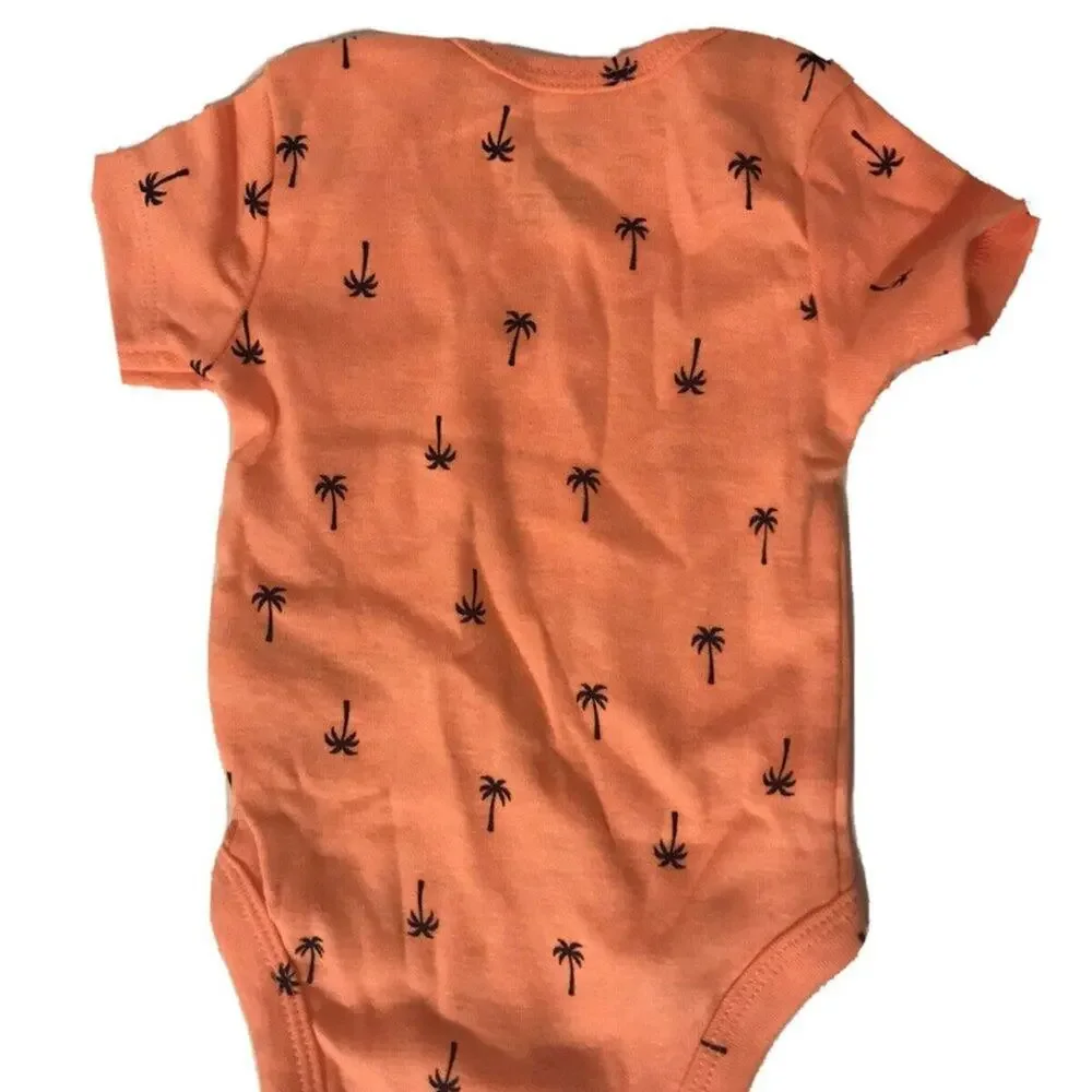 NWT Carters Newborn Baby Girl Coral Palm Tree Snap Button One piece baby Cotton
